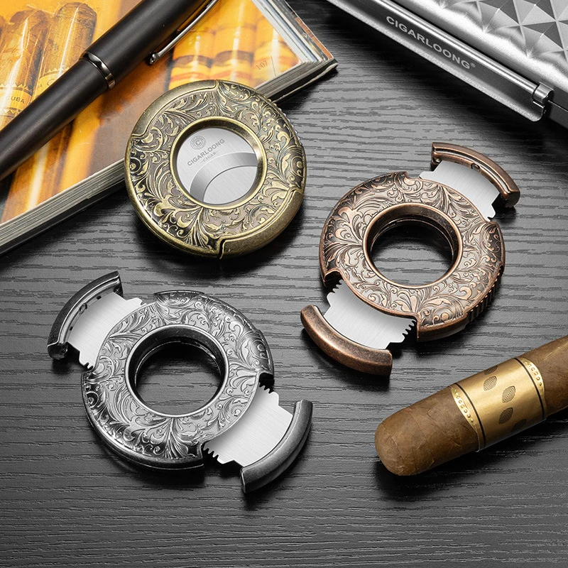 Scotte Cigar Cutter Guillotine Bronze Engraved Cigar Straight Cutter Round Shape Double Stainless Steel Blade Cigar Clipper
Scotte Cigar Cutter Guillotine Bronze Engraved Cigar Straight Cutter Round Shape Double Stainless Steel Blade Cigar Clipper