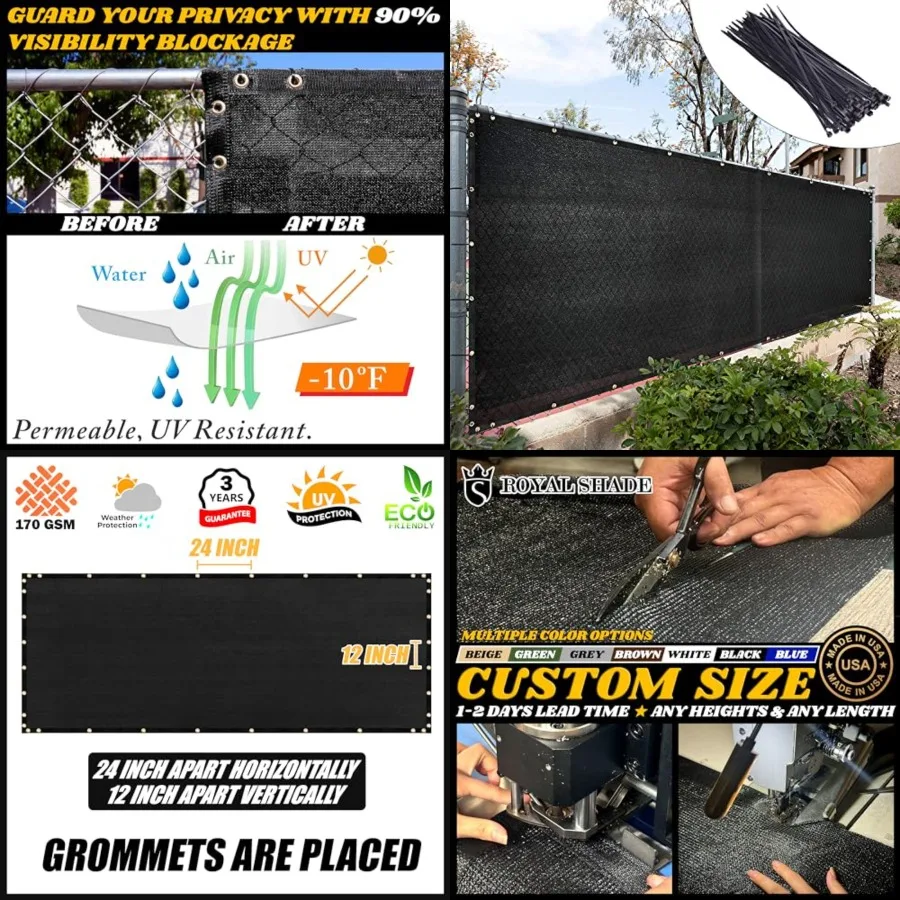 5' x 50' Fence Privacy Screen Windscreen Cover Netting Mesh Fabric Cloth - Cable Zip Ties Included We Make Custom Size
5' x 50' Fence Privacy Screen Windscreen Cover Netting Mesh Fabric Cloth - Cable Zip Ties Included We Make Custom Size