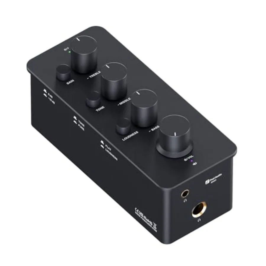 Electric guitar instrument preamp amplifier with analog Class A circuit, black aluminum housing, bass/mid/treble tone control a
Electric guitar instrument preamp amplifier with analog Class A circuit, black aluminum housing, bass/mid/treble tone control a