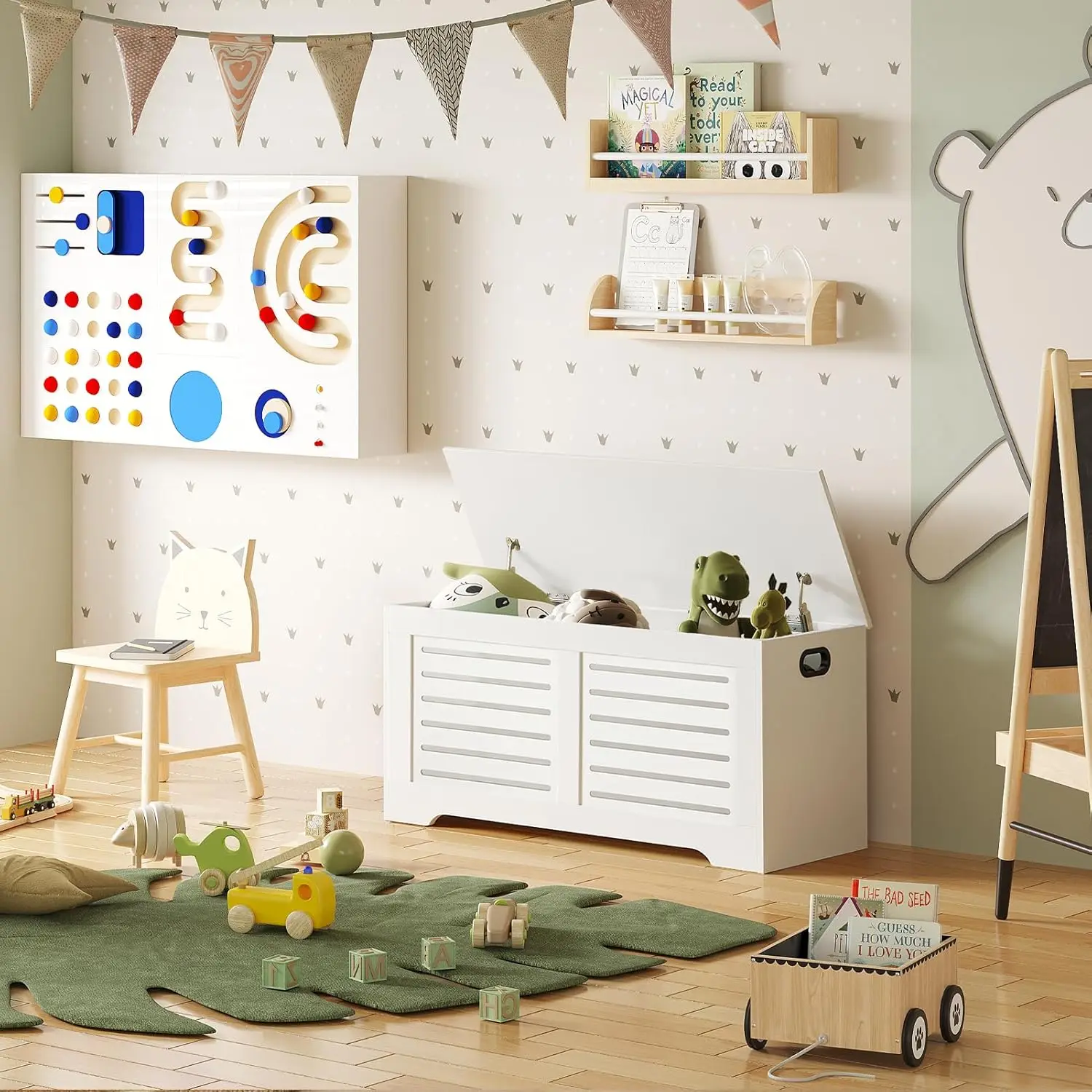 Storage Chest, 43.3” Wooden Toy Box with 2 Safety Hinges, Retro Entryway Shoe Storage Bench with Flip-Top, Sturdy Large, White
Storage Chest, 43.3” Wooden Toy Box with 2 Safety Hinges, Retro Entryway Shoe Storage Bench with Flip-Top, Sturdy Large, White