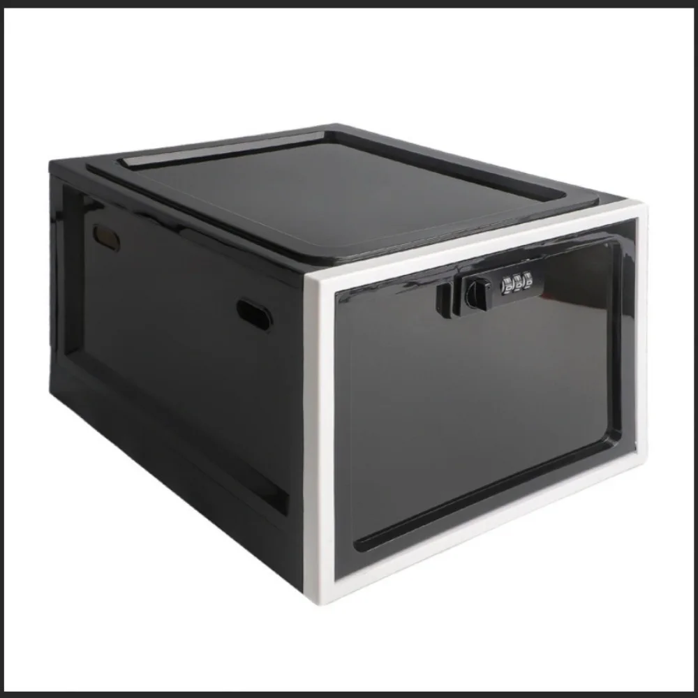 Large Capacity Clear Locking Box Transparent 3-Digit Combination Tablet Password Box Plastic Lockable Storage Box Home Safety