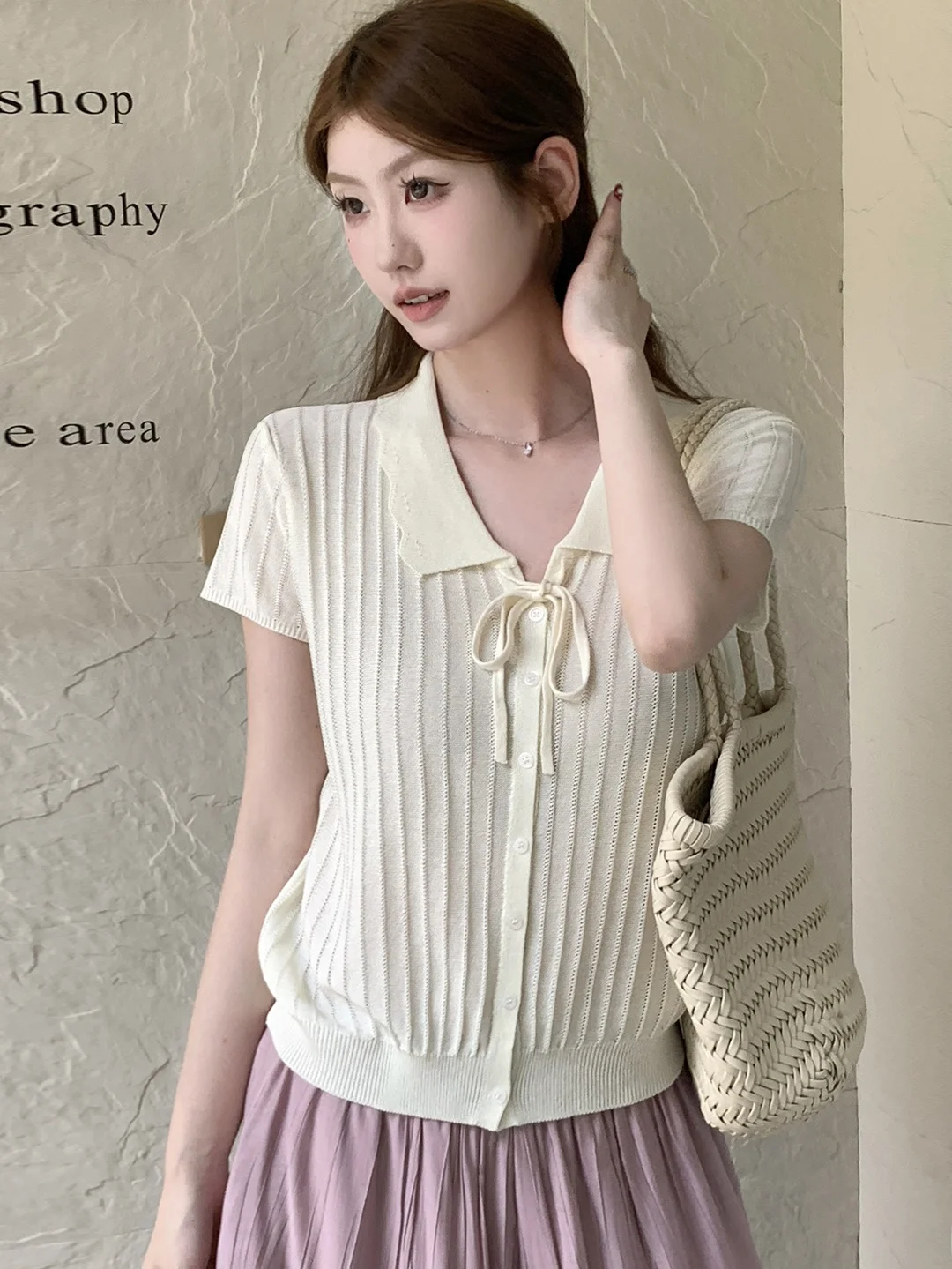 Summer Casual Versatile Turn-down Collar Short Sleeve Women's Knitted Open Cardigan Cute Anti-aging Slimming Top Trendy
Summer Casual Versatile Turn-down Collar Short Sleeve Women's Knitted Open Cardigan Cute Anti-aging Slimming Top Trendy