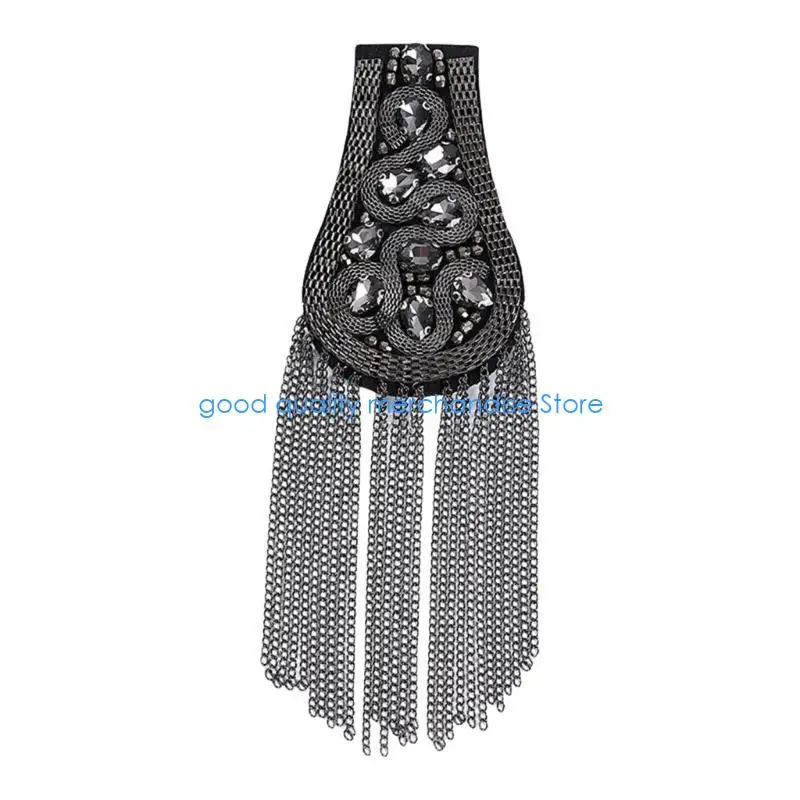Y5JD Stylish Rhinestones Shoulder Epaulette Metal Chain Tassels Easy Wear Pin Epaulets Shoulder Badge for Outfit and Jackets
Y5JD Stylish Rhinestones Shoulder Epaulette Metal Chain Tassels Easy Wear Pin Epaulets Shoulder Badge for Outfit and Jackets