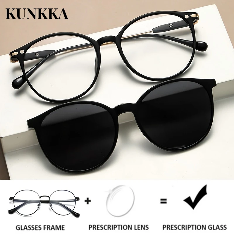 KUNKKA Magnet Clip on Sunglasses Round Women Polarized Gray TR90 Frame Custom Prescription Female Myopia Glasses New CT2387T5
KUNKKA Magnet Clip on Sunglasses Round Women Polarized Gray TR90 Frame Custom Prescription Female Myopia Glasses New CT2387T5