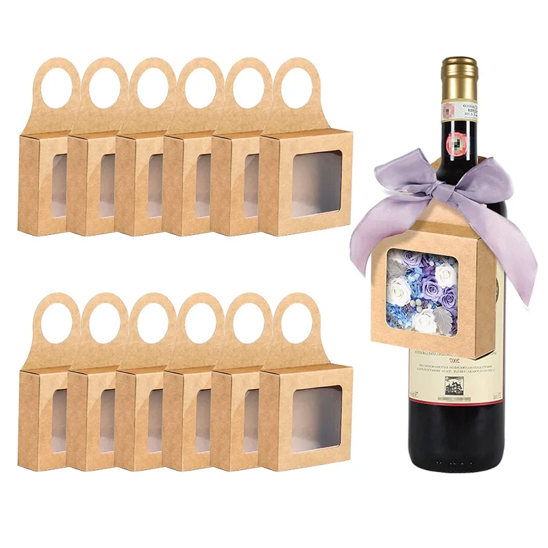 200Pcs/Lot Kraft Paper Wine Bottle Box with Window Wine Hanging Foldable Gift Boxes Wine Boxes for Gifts Candy Chocolate
200Pcs/Lot Kraft Paper Wine Bottle Box with Window Wine Hanging Foldable Gift Boxes Wine Boxes for Gifts Candy Chocolate