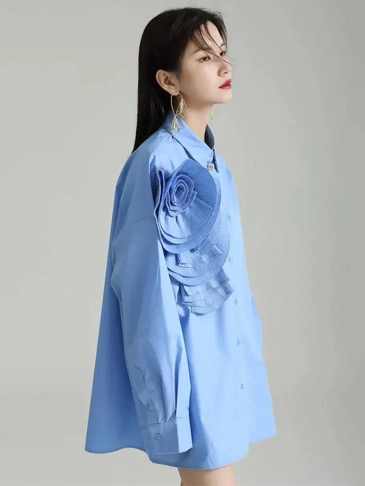 Flower Pleated Women Blue Big Size Blouse New Lapel Long Sleeve Loose Fit Shirt Fashion Spring Autumn 2026 1DHYJIS
Flower Pleated Women Blue Big Size Blouse New Lapel Long Sleeve Loose Fit Shirt Fashion Spring Autumn 2026 1DHYJIS