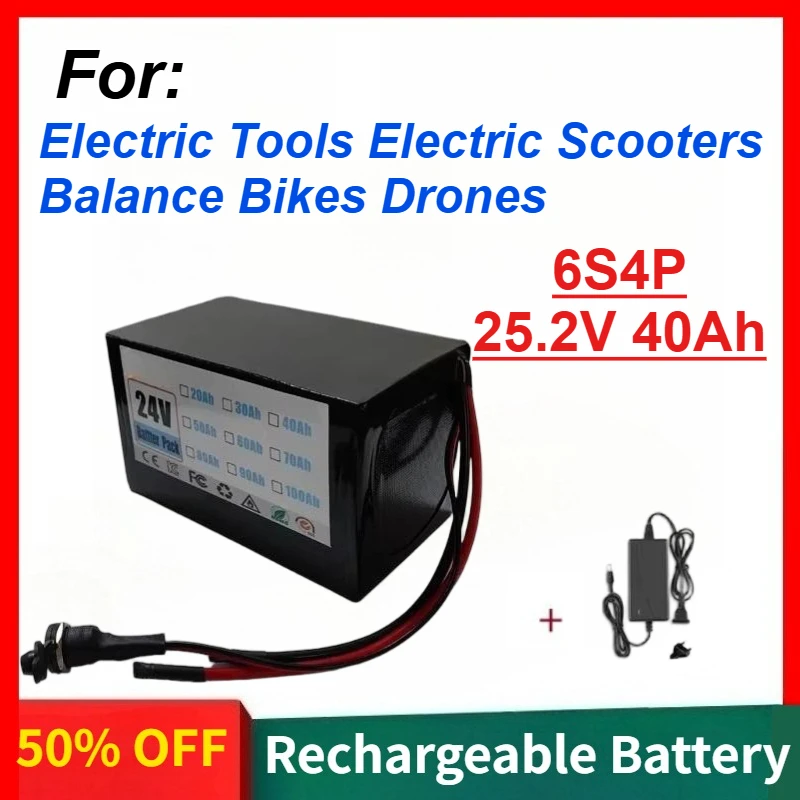 25.2V 40Ah 6S4P Ternary Lithium Rechargeable Battery Pack Suitable for Electric Tools Electric Scooters Balance Bikes Drones
25.2V 40Ah 6S4P Ternary Lithium Rechargeable Battery Pack Suitable for Electric Tools Electric Scooters Balance Bikes Drones