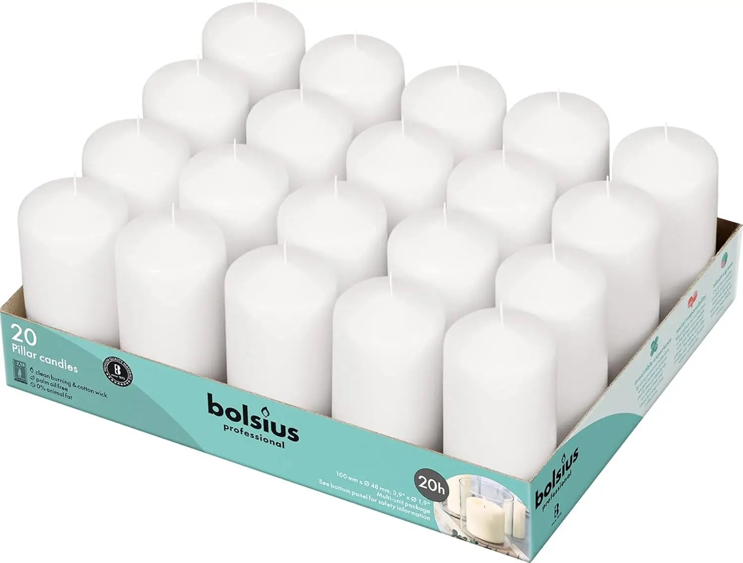 20 White Pillar Candles - 2x4 Inch Unscented, Dripless, Smokeless, 20-Hour Burn Time for Weddings & Parties
20 White Pillar Candles - 2x4 Inch Unscented, Dripless, Smokeless, 20-Hour Burn Time for Weddings & Parties