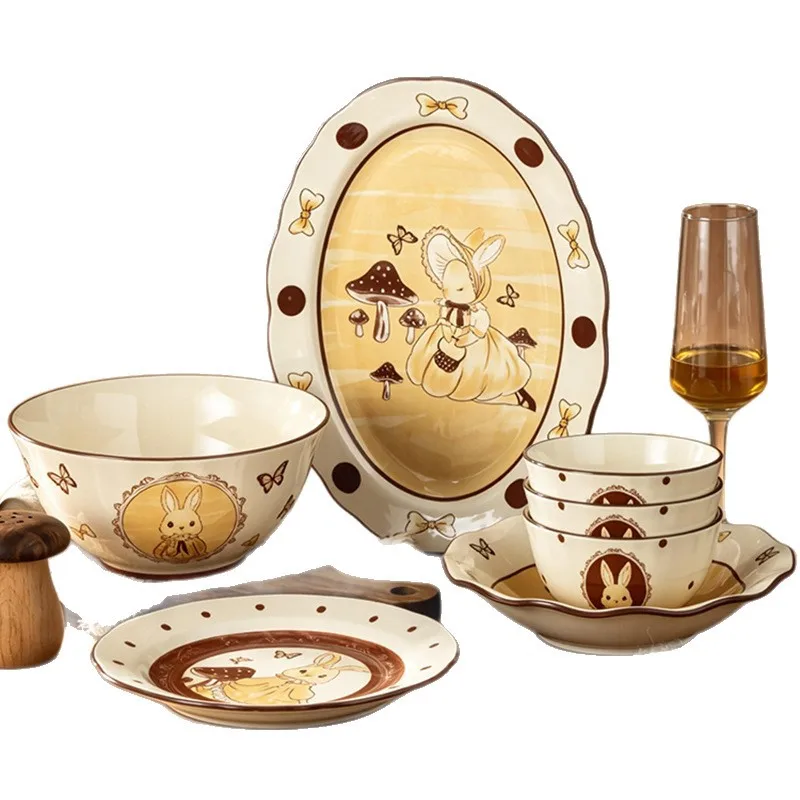 CX Underglaze Color Dish Set Household Ceramic Wedding Gift Rabbit Tableware Set
CX Underglaze Color Dish Set Household Ceramic Wedding Gift Rabbit Tableware Set