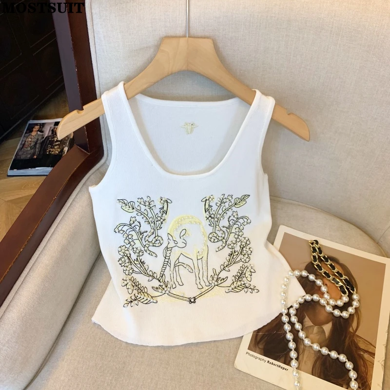 Embroidery Beading Knit Sweater Vests Women Summer Sleeveless Vintage Elegant Chic Knitwear Tops Stylish Sexy Ladies Jumpers
Embroidery Beading Knit Sweater Vests Women Summer Sleeveless Vintage Elegant Chic Knitwear Tops Stylish Sexy Ladies Jumpers