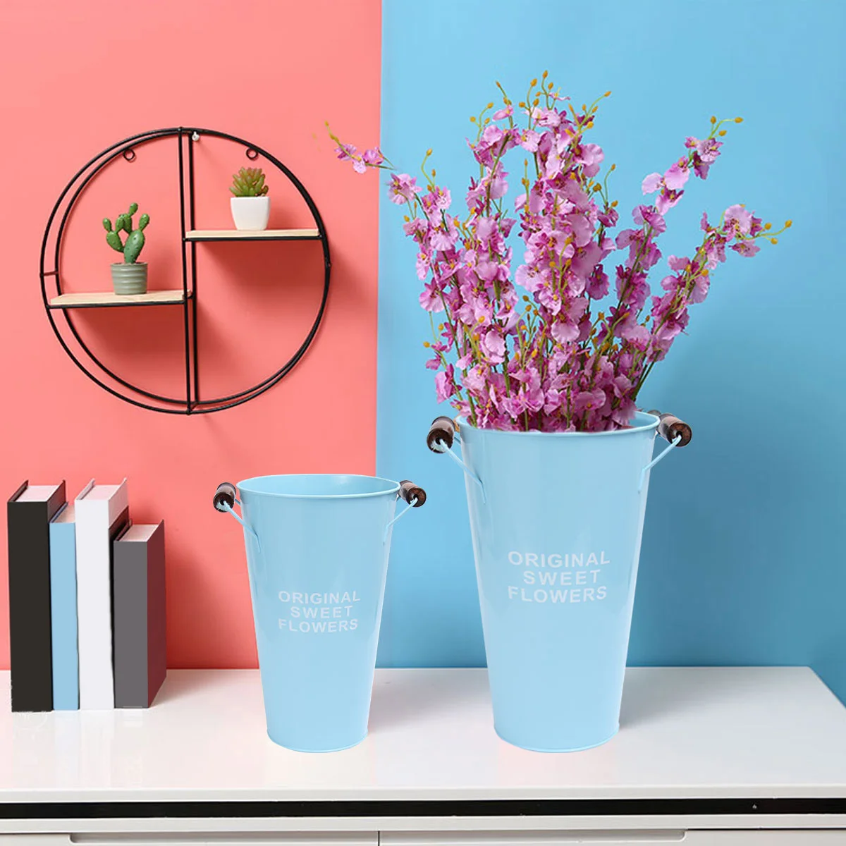 Wrought Iron Flower Vase Lake Blue Desktop Floor-Standing Pot For Succulents Cactus Plants Home Decoration Vase Holder
Wrought Iron Flower Vase Lake Blue Desktop Floor-Standing Pot For Succulents Cactus Plants Home Decoration Vase Holder