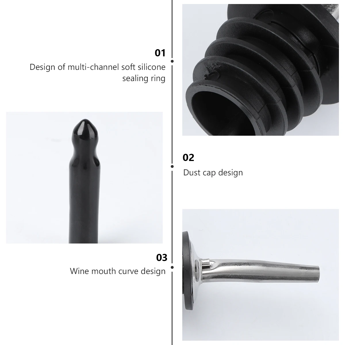 Mouth Bottle Stopper Brush Set Pouring Tool Cocktail Pourer Spouts Stainless Steel Silicone Food Grade 304 Sealing Leak
Mouth Bottle Stopper Brush Set Pouring Tool Cocktail Pourer Spouts Stainless Steel Silicone Food Grade 304 Sealing Leak