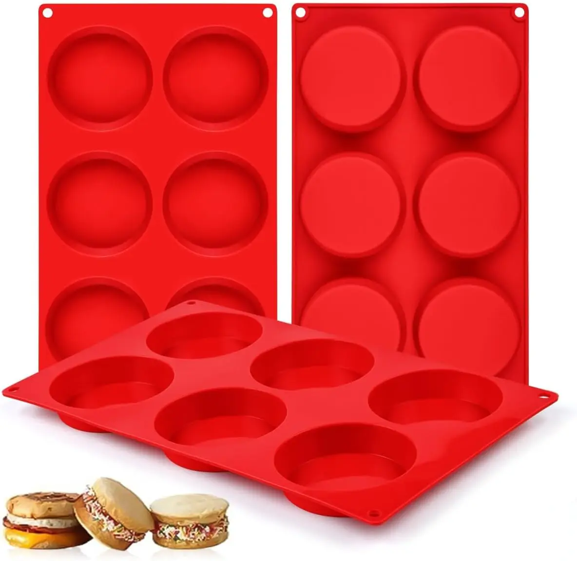 CAKETIME Muffin Top Pan, Silicone Egg Molds for Breakfast Sandwiches 3 Inch Round Silicone Baking Molds for Baking English Muffins, Whoopie Pies, Corn Bread, Egg Bites, Cookie, Tarts 3 Pack
CAKETIME Muffin Top Pan, Silicone Egg Molds for Breakfast Sandwiches 3 Inch Round Silicone Baking Molds for Baking English Muffins, Whoopie Pies, Corn Bread, Egg Bites, Cookie, Tarts 3 Pack