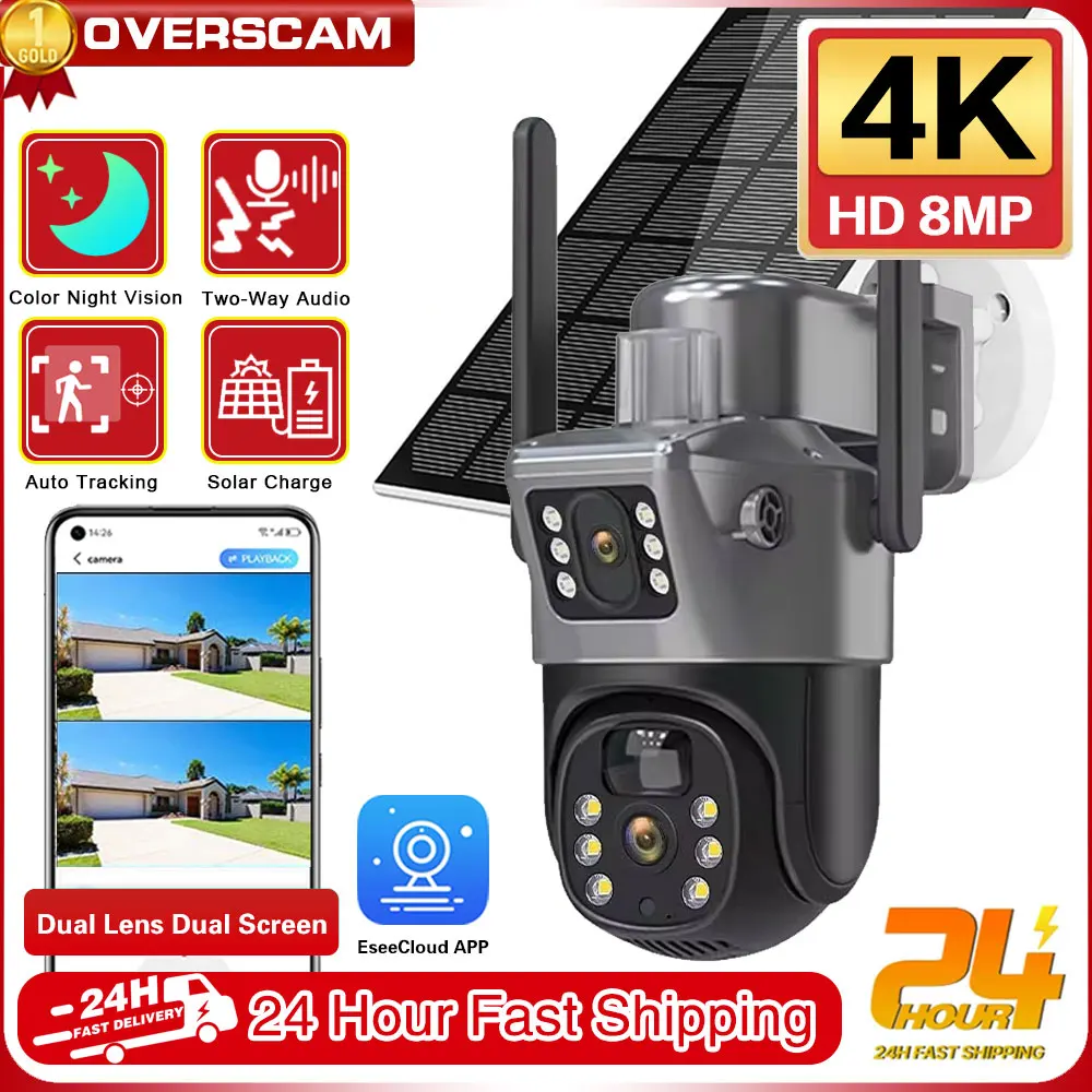 8MP 4K Solar 4G Sim Camera Outdoor Wireless CCTV Surveillance Camera With Solar Panel Dual Lens PTZ IP Cam Security Protection
8MP 4K Solar 4G Sim Camera Outdoor Wireless CCTV Surveillance Camera With Solar Panel Dual Lens PTZ IP Cam Security Protection