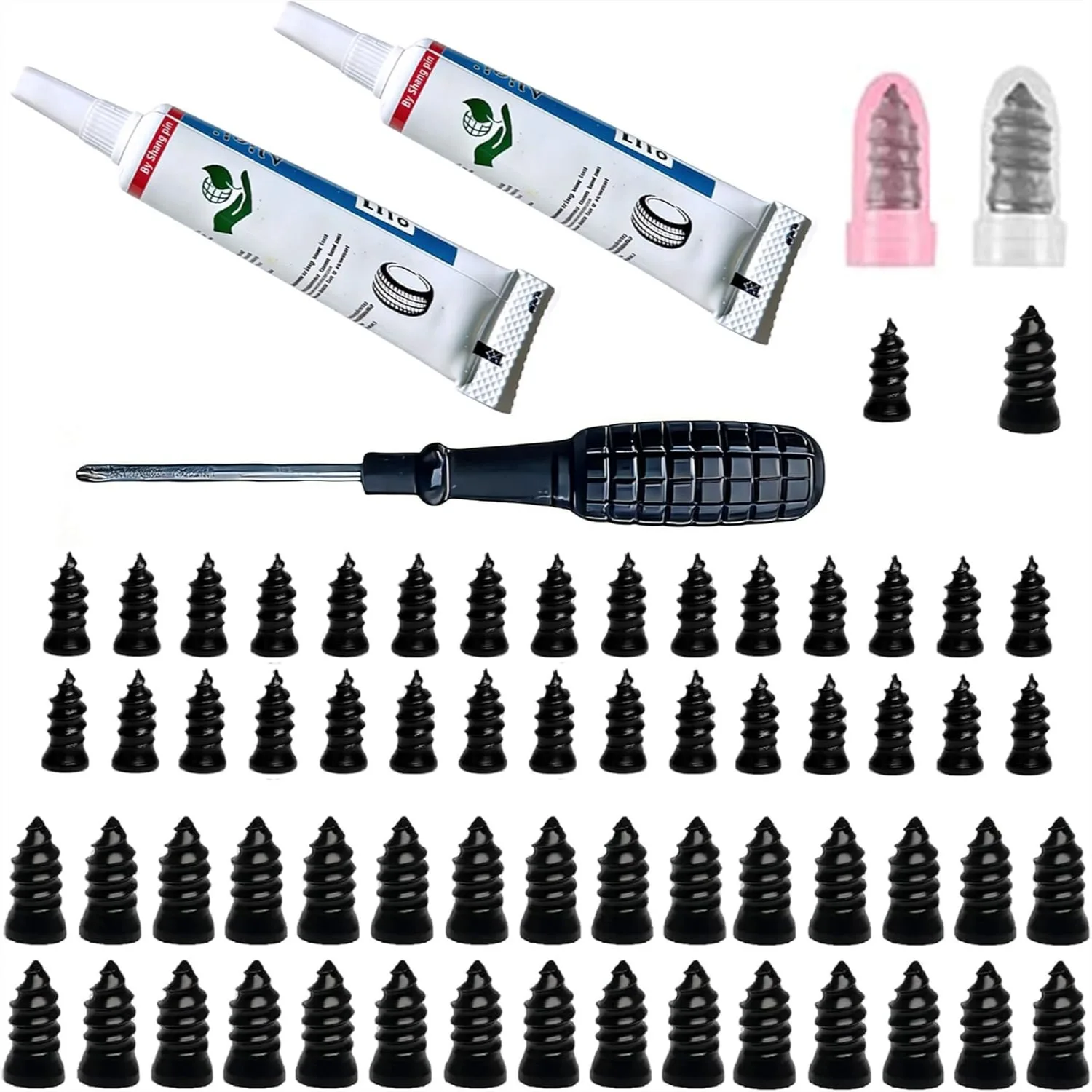60 Pcs Tire Repair Rubber Nail Kit with Glue for Car Motorcycle SUV Tubeless Tires Quick Puncture Fix
60 Pcs Tire Repair Rubber Nail Kit with Glue for Car Motorcycle SUV Tubeless Tires Quick Puncture Fix