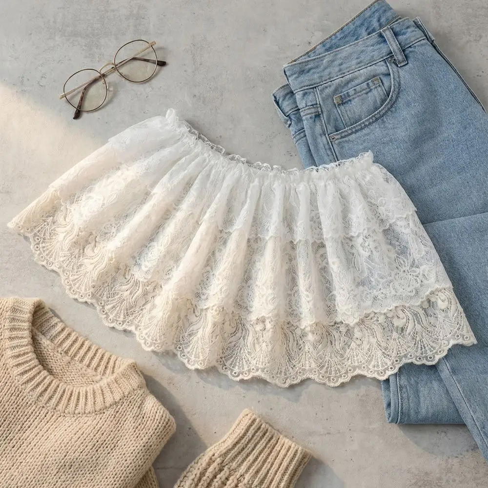 Sweet Balletcore White Lace Fart Curtain Lace Up Ballet Style Ruffle Short Skirts Flower Korean Style Mini Lace Skirts Girl
Sweet Balletcore White Lace Fart Curtain Lace Up Ballet Style Ruffle Short Skirts Flower Korean Style Mini Lace Skirts Girl