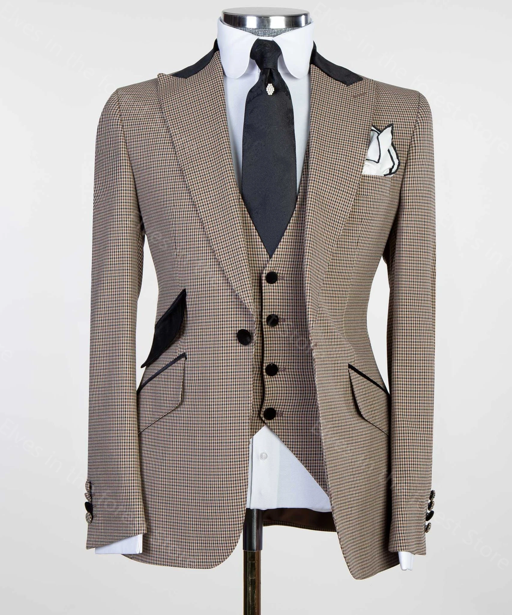 Houndstooth Men Suits Blazer+Vest+Pants Set 3 Pcs Formal Wedding Groom Tuxedos Tailor-Made Male Clothing Costume Homme
Houndstooth Men Suits Blazer+Vest+Pants Set 3 Pcs Formal Wedding Groom Tuxedos Tailor-Made Male Clothing Costume Homme