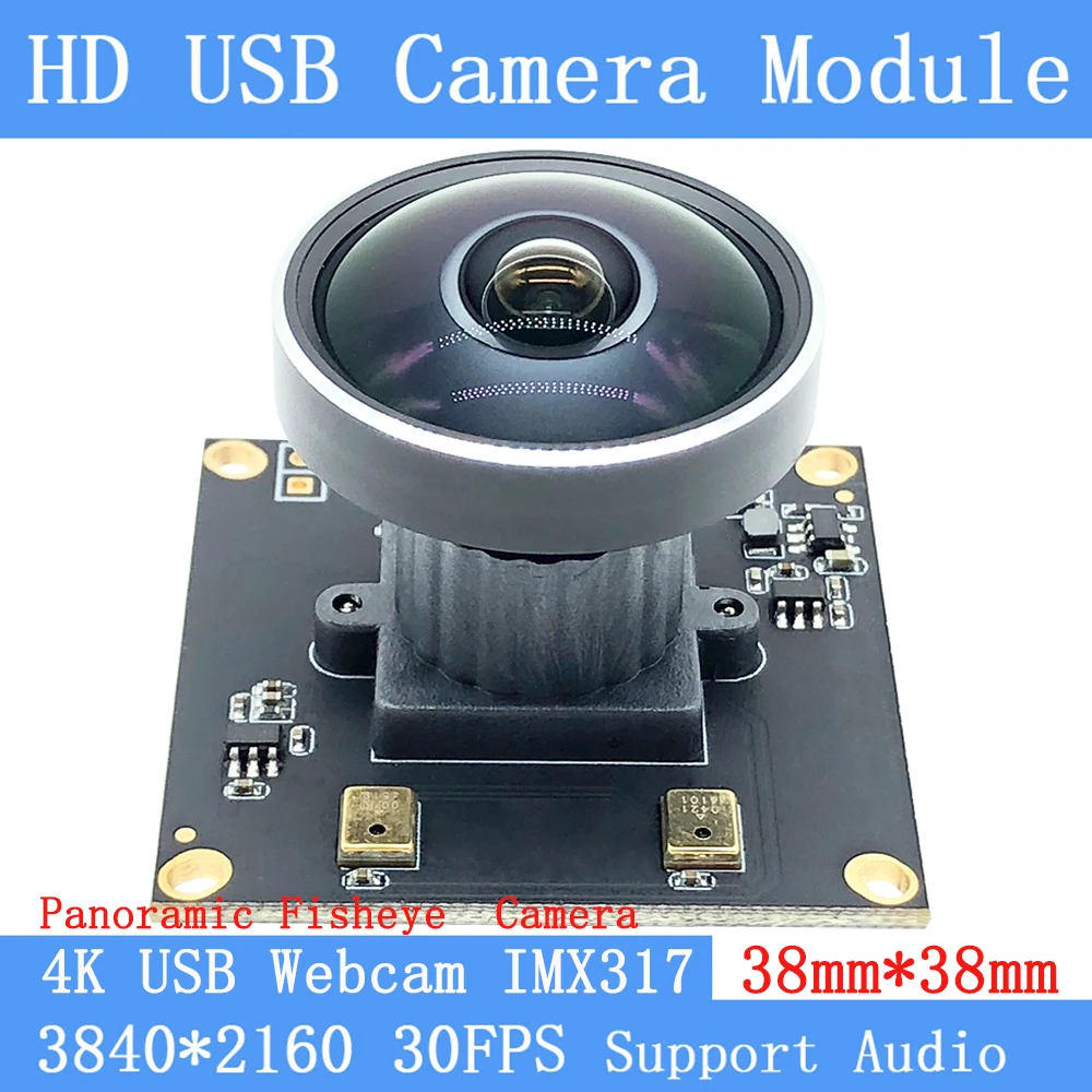Panoramic Fisheye High Resolution 4K Camera Module 3840x2160 IMX317 30Fps UVC USB Webcam for Document Scan Support Audio
Panoramic Fisheye High Resolution 4K Camera Module 3840x2160 IMX317 30Fps UVC USB Webcam for Document Scan Support Audio