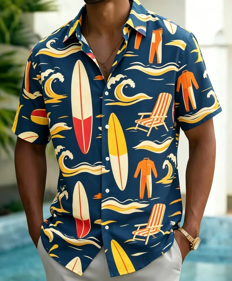 Men's vintage multi tropical themed printed Hawaiian shirt, for summer vacations, beach parties, daily dressing&music events
Men's vintage multi tropical themed printed Hawaiian shirt, for summer vacations, beach parties, daily dressing&music events