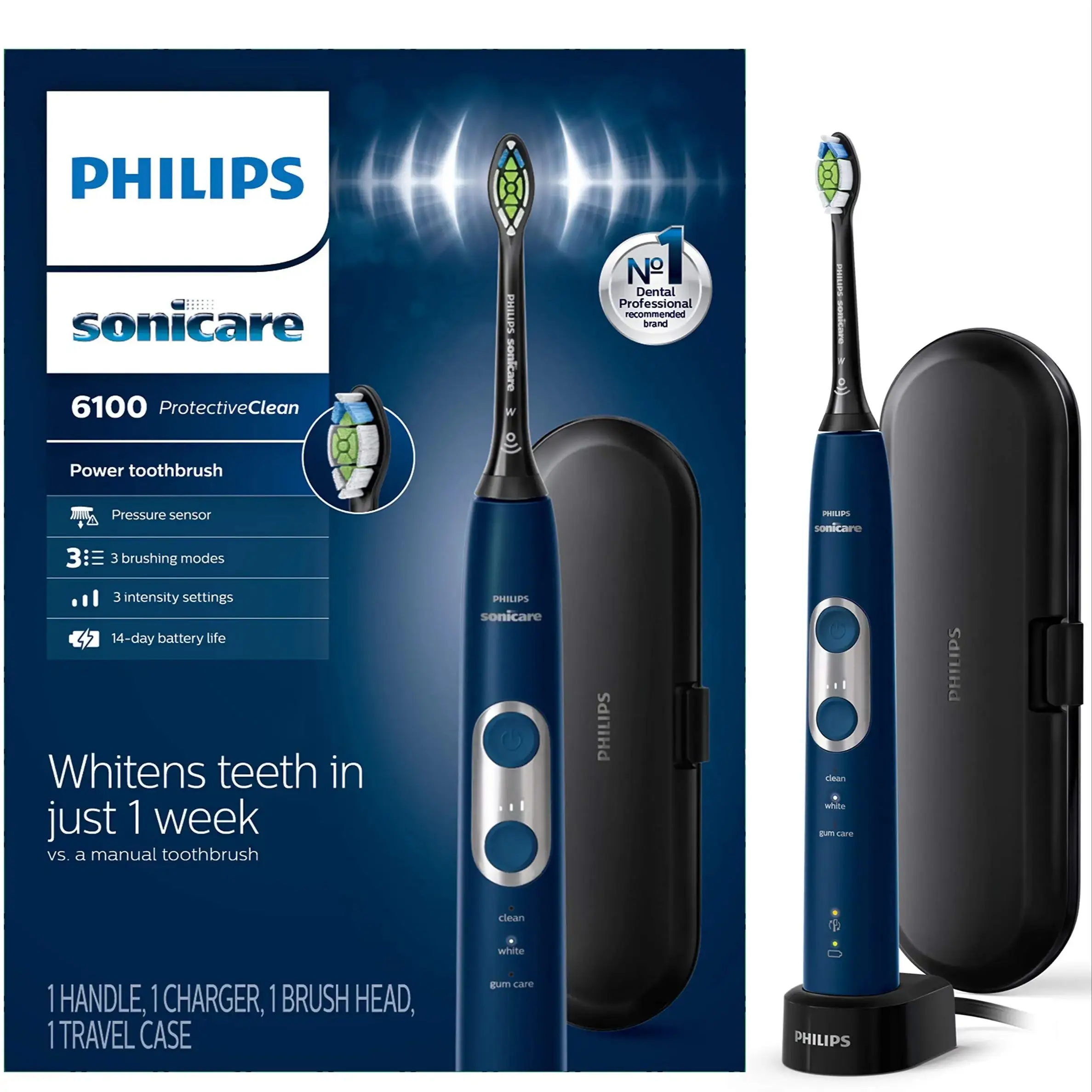 Электрическая зубная щетка Philips Sonicare ProtectiveClean 6100, темно-синяя, HX6871
Электрическая зубная щетка Philips Sonicare ProtectiveClean 6100, темно-синяя, HX6871
