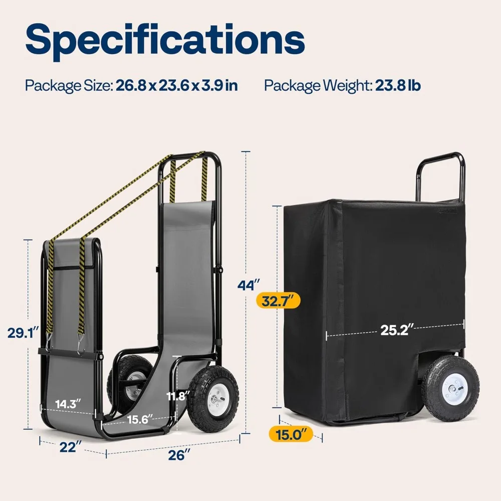 Large Firewood Cart with Cover, 250LB Capacity Heavy Duty Steel Log Carrier Dolly for Indoor Outdoor Use
Large Firewood Cart with Cover, 250LB Capacity Heavy Duty Steel Log Carrier Dolly for Indoor Outdoor Use