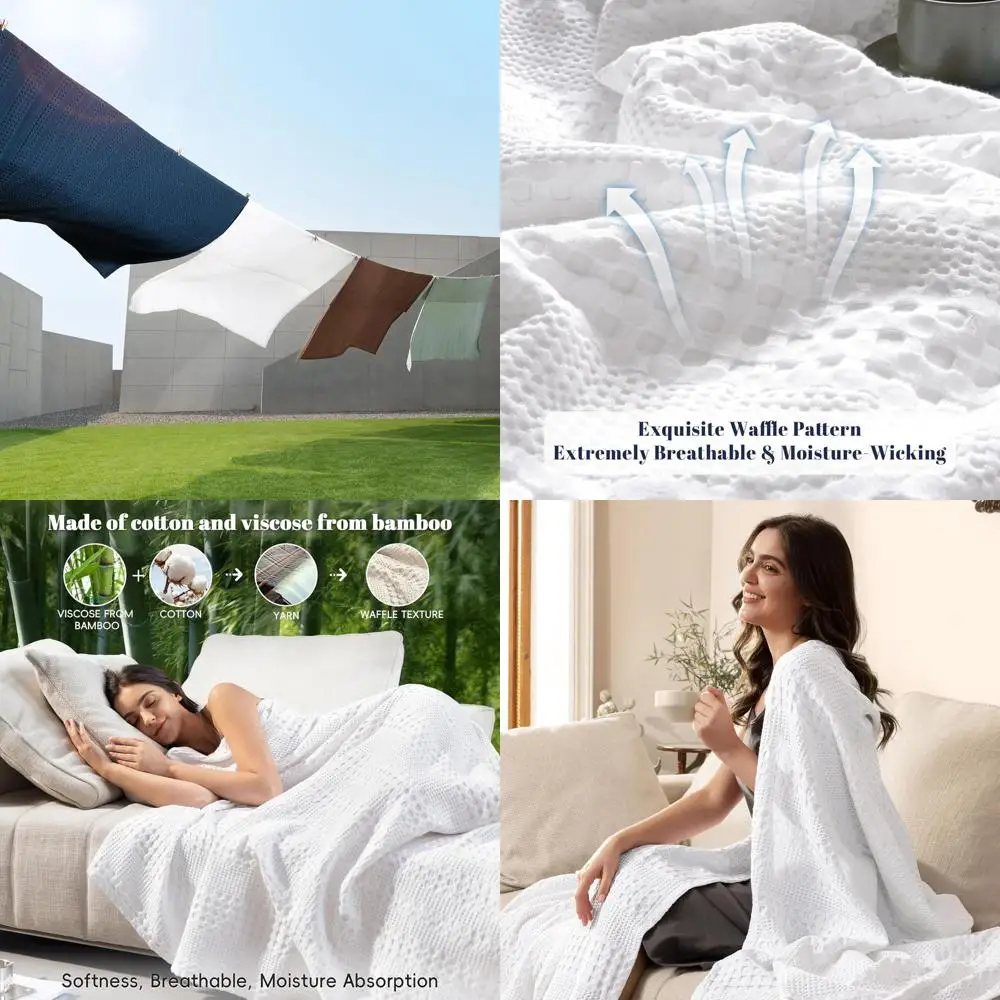 King Size Bamboo Rayon & Cotton Cooling Blanket, 60% Rayon, 40% Cotton, Breathable, 104x90, White
King Size Bamboo Rayon & Cotton Cooling Blanket, 60% Rayon, 40% Cotton, Breathable, 104x90, White