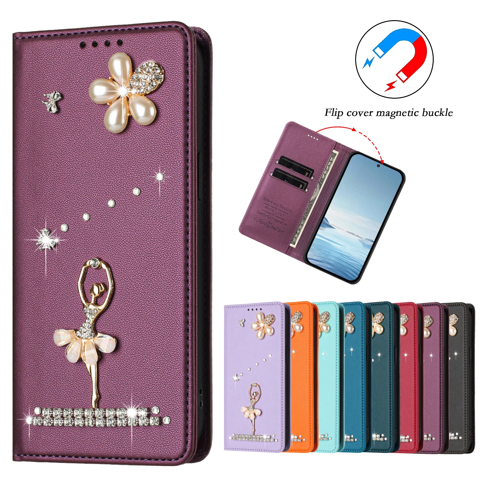 Rhinestone Phone Case for OPPO A2 A3 F27 Pro Plus A60 Reno 11 12 Pro 11F 11A Find X7 Ultra Bling Girl Flip Wallet Cases Cover
Rhinestone Phone Case for OPPO A2 A3 F27 Pro Plus A60 Reno 11 12 Pro 11F 11A Find X7 Ultra Bling Girl Flip Wallet Cases Cover