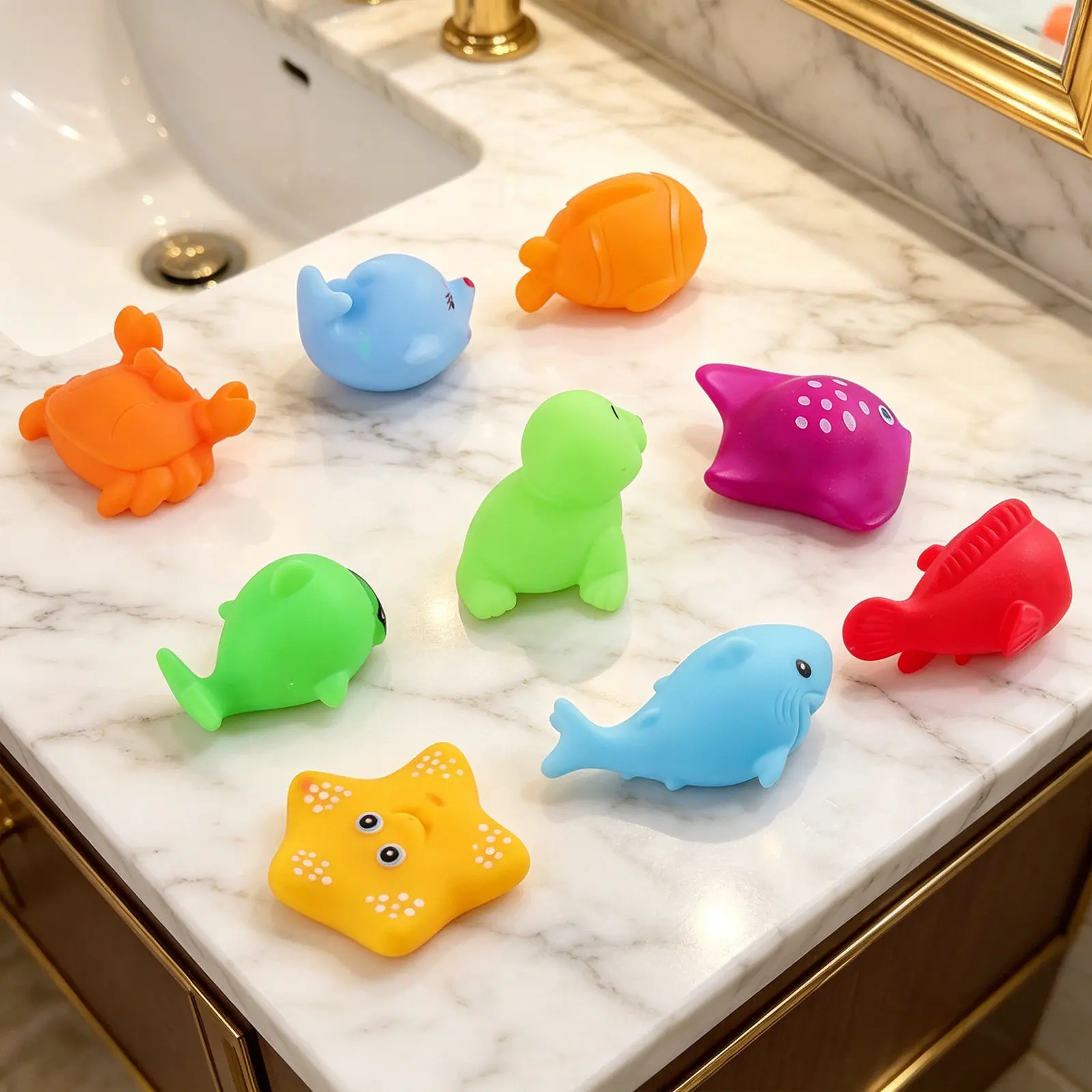9pcs Animal Design Bath Toys Squeeze Sound Bath-time Fun Toys Bathtub Toys for Toddlers and Kids(Assorted Color)
9pcs Animal Design Bath Toys Squeeze Sound Bath-time Fun Toys Bathtub Toys for Toddlers and Kids(Assorted Color)