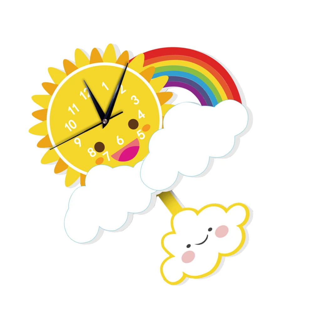 Sun Rainbow Wall Clock Creative Swing Decorative Hanging Cartoon Bedroom Living Decorative Clock Room Kids
Sun Rainbow Wall Clock Creative Swing Decorative Hanging Cartoon Bedroom Living Decorative Clock Room Kids