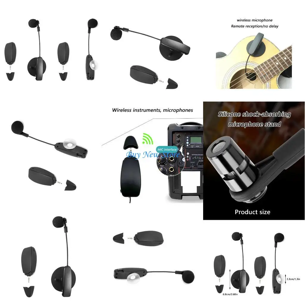 20CE Rechargeable Clip On Instrument Mic Wireless 2.4G Receiver Transmitters For String Instrument Durability Construction