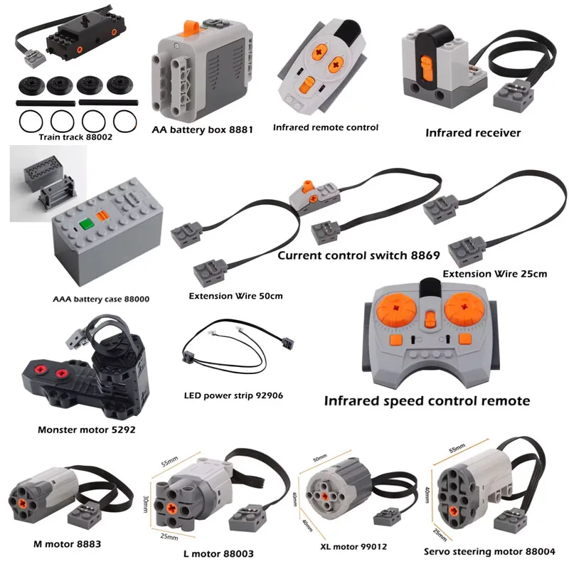MOC Technical parts Power Functions Servo Motor Remote Control Battery Box SwitchLight Set IR Speed Remote Control Receiver Toy
MOC Technical parts Power Functions Servo Motor Remote Control Battery Box SwitchLight Set IR Speed Remote Control Receiver Toy
