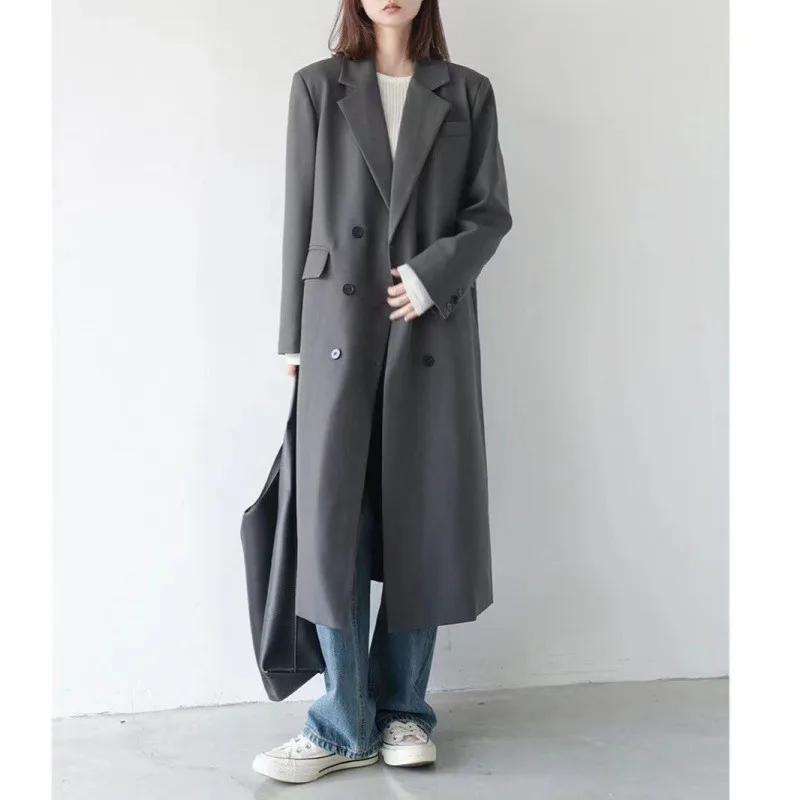 Elegant Woman Suit Windbreaker Trench Coat Autumn Turn Down Collar Double Breasted Office Lady Long Ladies Gray Coat Outwear
Elegant Woman Suit Windbreaker Trench Coat Autumn Turn Down Collar Double Breasted Office Lady Long Ladies Gray Coat Outwear
