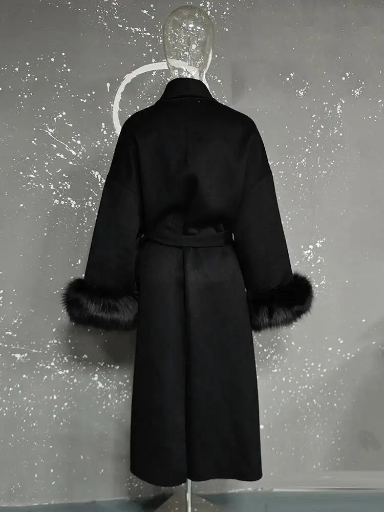 UCXQ Elegant OL Office Lady Overcoats Fur Patchwork Long Sleeve Woolen Coat Beautiful Women's Clothing Jacket Autumn 2025 Winter 41 S164b45a472bd4f908afb0fd237c70a49I
