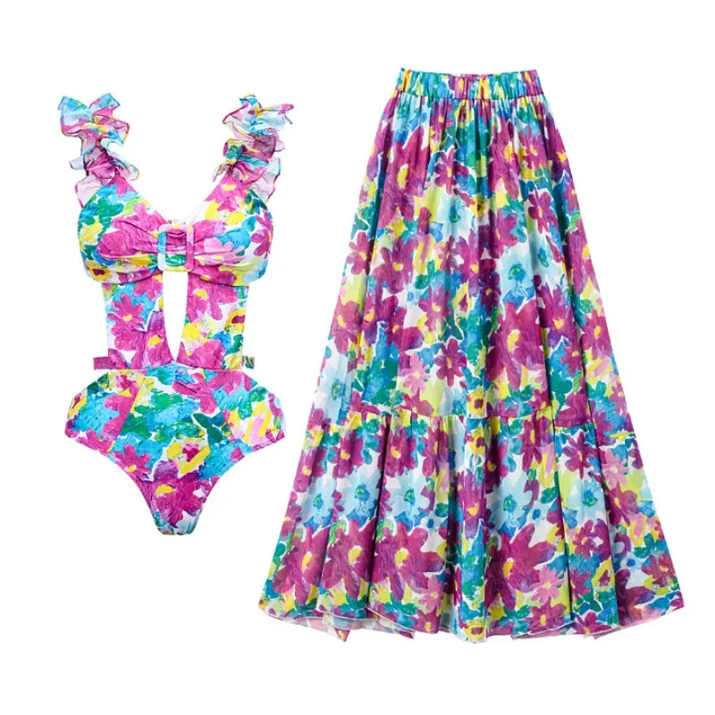 One Piece Swimsuit For Women European And American One-piece Swimsuit Ruffle Edge Shoulder Strap Hollow Backless Printed One-pie
One Piece Swimsuit For Women European And American One-piece Swimsuit Ruffle Edge Shoulder Strap Hollow Backless Printed One-pie