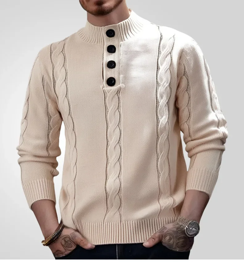 New Male Sweaters Autumn Casual Vintage Twist Crochet Slim Buttoned Stand Collar Sweater For Men Fashion Solid Color Knit Tops
New Male Sweaters Autumn Casual Vintage Twist Crochet Slim Buttoned Stand Collar Sweater For Men Fashion Solid Color Knit Tops
