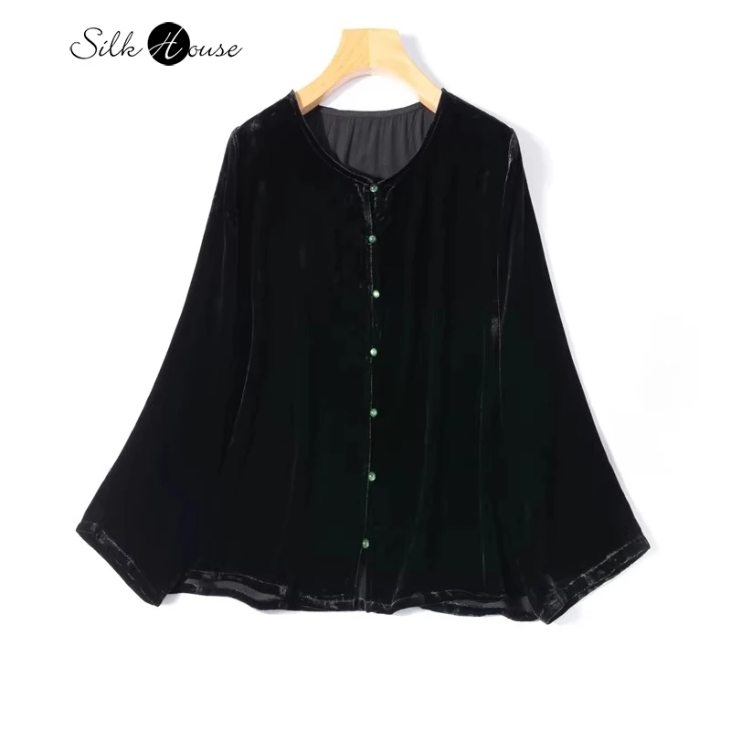 Изысканная ретро-рубашка из 30% натурального шелкового бархата с круглым вырезом и длинными рукавами, свободного кроя, универсальная, черная, модная женская
Изысканная ретро-рубашка из 30% натурального шелкового бархата с круглым вырезом и длинными рукавами, свободного кроя, универсальная, черная, модная женская