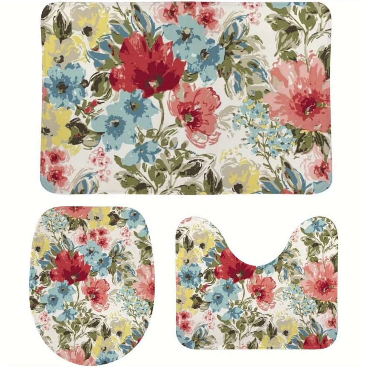 Набор из 3 винтажных ковриков для ванной комнаты с цветочным принтом для автофургонов — впитывающие и нескользящие полиэстеровые коврики, красочный цветочный дизайн, идеально подходят для ванн, Showe 
Набор из 3 винтажных ковриков для ванной комнаты с цветочным принтом для автофургонов — впитывающие и нескользящие полиэстеровые коврики, красочный цветочный дизайн, идеально подходят для ванн, Showe