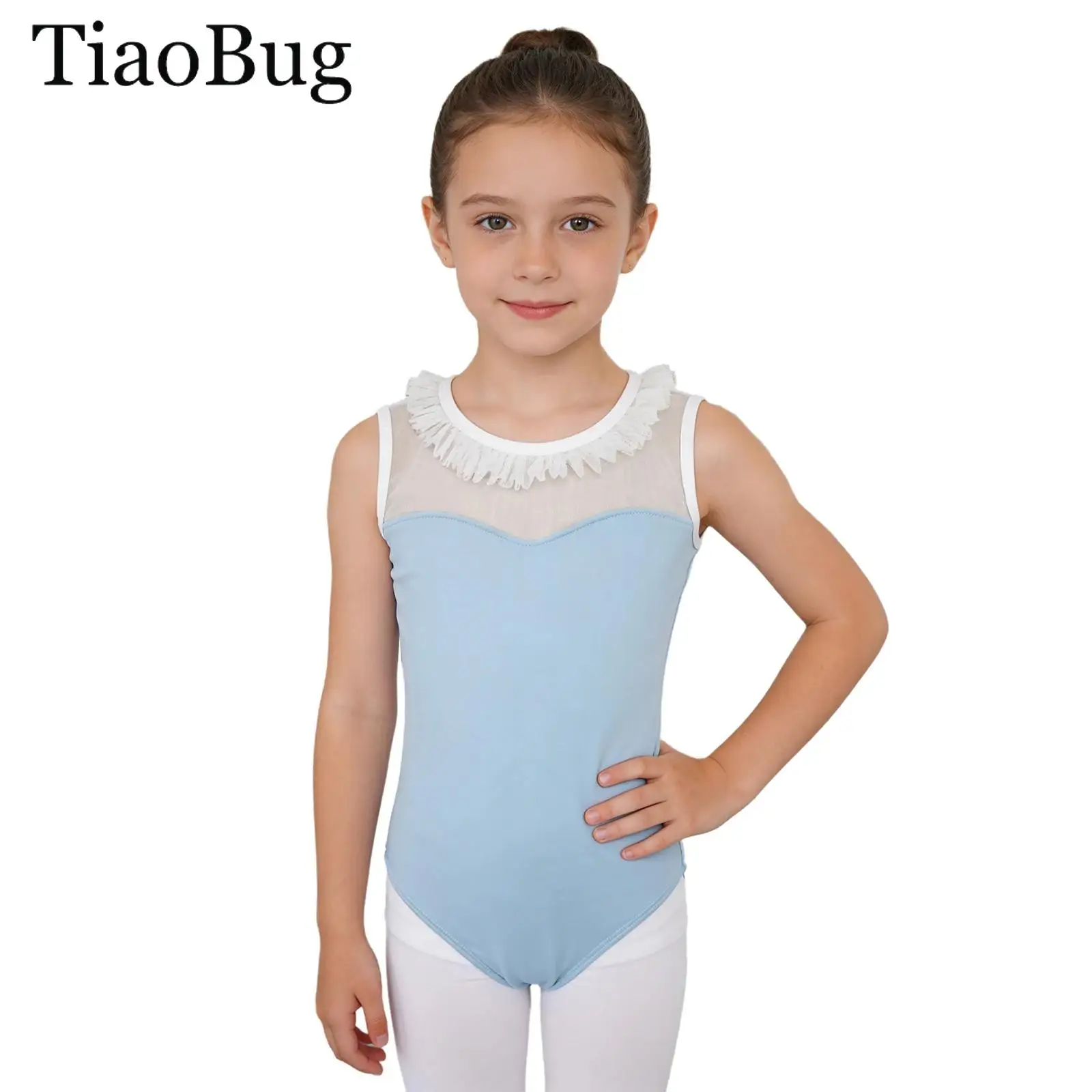 Kids Girls Sleeveless Frilly Collar Ballet Leotard Sheer Mesh Patchwork Gymnastics Bodysuit Unitard Figure Skating Training Wear
Kids Girls Sleeveless Frilly Collar Ballet Leotard Sheer Mesh Patchwork Gymnastics Bodysuit Unitard Figure Skating Training Wear