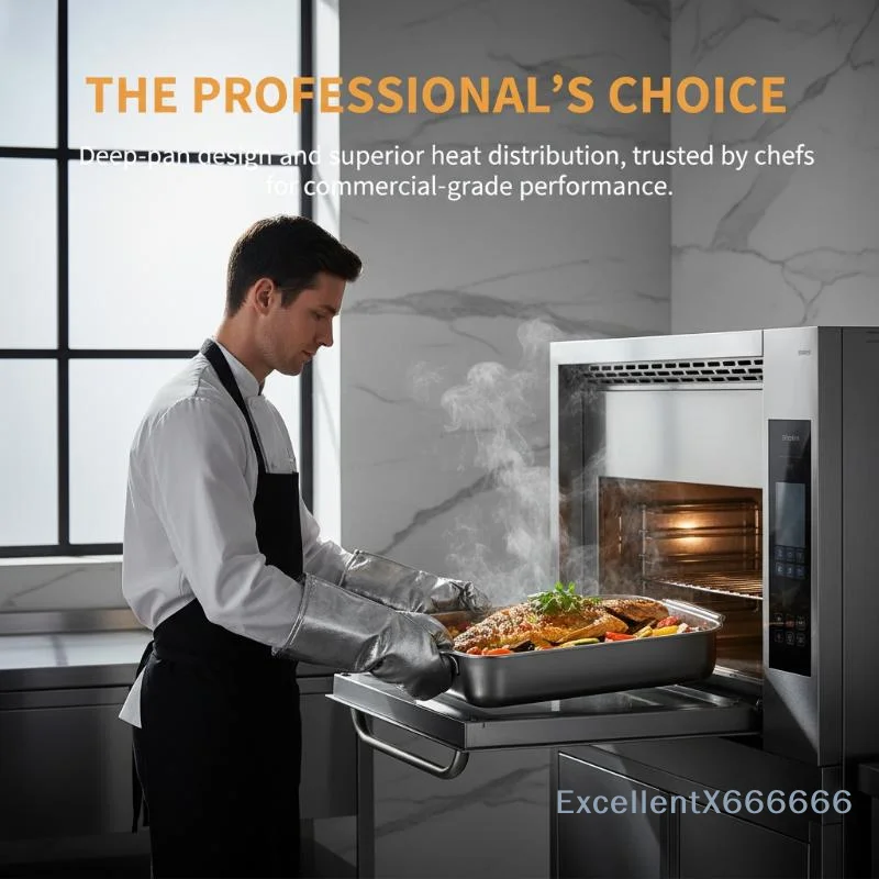 Stainless Steel Oven Pan with Lid Deep Baking Tray for Roasting Grilling Steaming Food for Home Kitchen Culinary Use
Stainless Steel Oven Pan with Lid Deep Baking Tray for Roasting Grilling Steaming Food for Home Kitchen Culinary Use