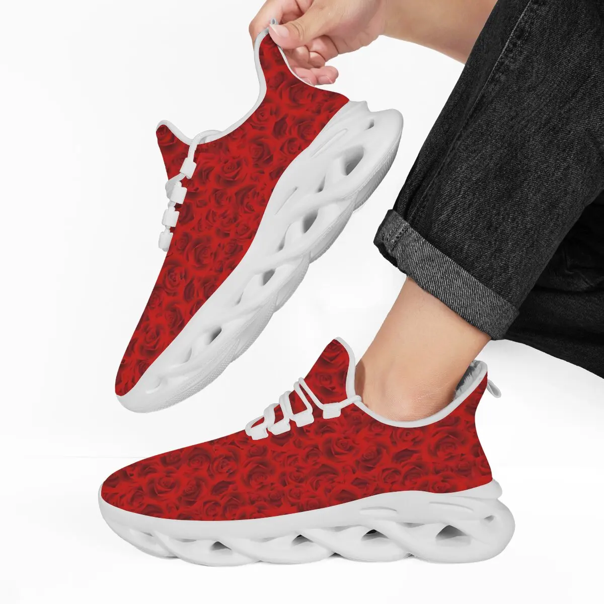 Athletic Casual Sports Shoes Red Rose Pattern Fleece Lined Sports Sneakers with White Sole Running Casual Sports Shoes for Men
Athletic Casual Sports Shoes Red Rose Pattern Fleece Lined Sports Sneakers with White Sole Running Casual Sports Shoes for Men