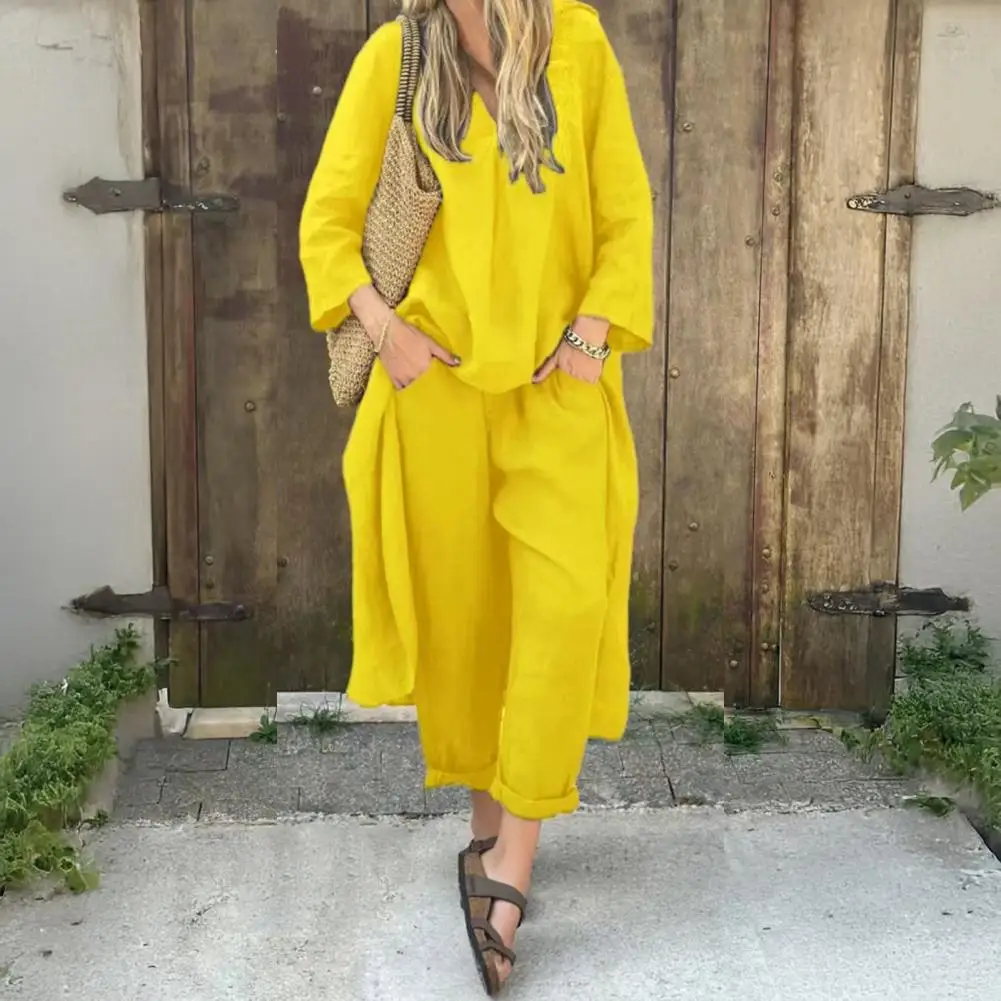 2026 Women's V-neck Two Piece Set Women's Two Piece Outfits Long Sleeve Irregular Pullover V Neck Top And Wide Leg Pants Set
2026 Women's V-neck Two Piece Set Women's Two Piece Outfits Long Sleeve Irregular Pullover V Neck Top And Wide Leg Pants Set