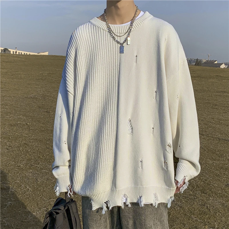 Solid Long Sleeve Hole Knitted Sweater Men Tassels O-neck Hooded Streetwear Man Autumn Winter Fashion 2023 New Clothing B121
Solid Long Sleeve Hole Knitted Sweater Men Tassels O-neck Hooded Streetwear Man Autumn Winter Fashion 2023 New Clothing B121
