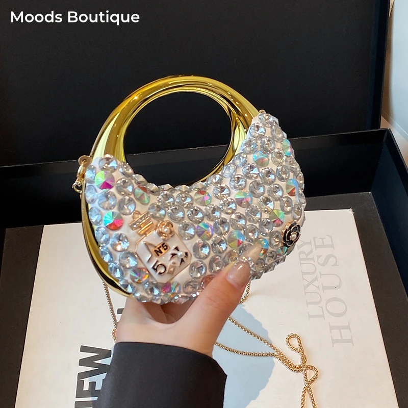 MOODS Mini Round Evening Clutch Purse For Women Luxury Designer Purses And Handbags With Diamongs Decor For Wedding Dinner Party
MOODS Mini Round Evening Clutch Purse For Women Luxury Designer Purses And Handbags With Diamongs Decor For Wedding Dinner Party