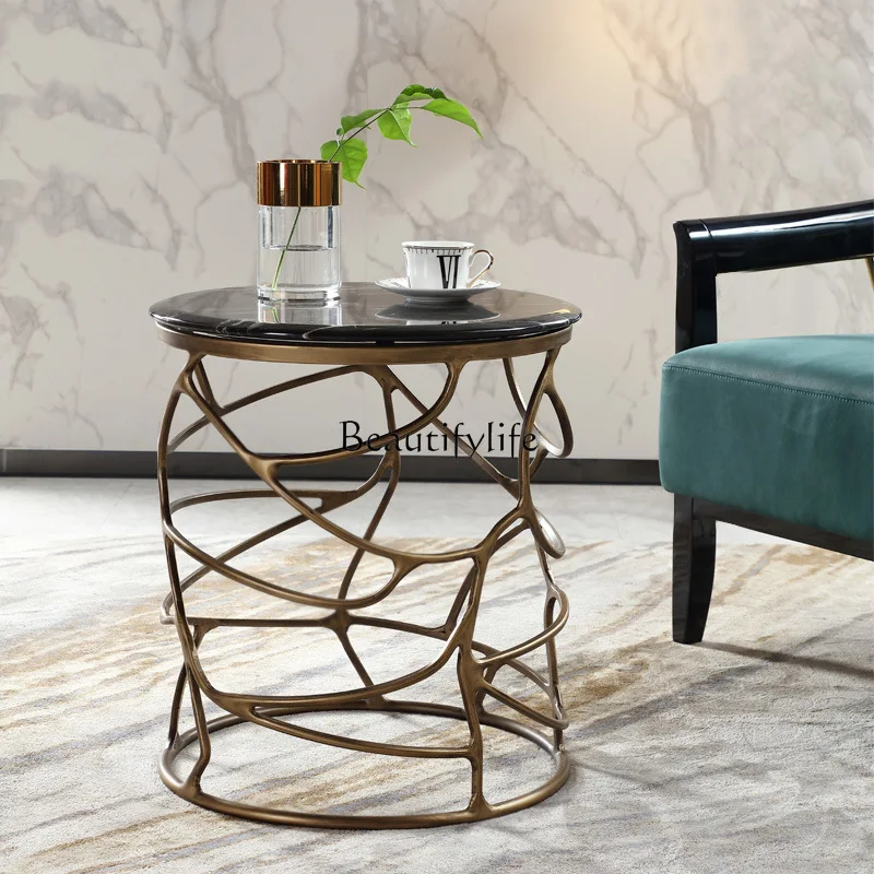 Modern simple light luxury marble coffee table stainless steel wrought iron sofa edge table
Modern simple light luxury marble coffee table stainless steel wrought iron sofa edge table