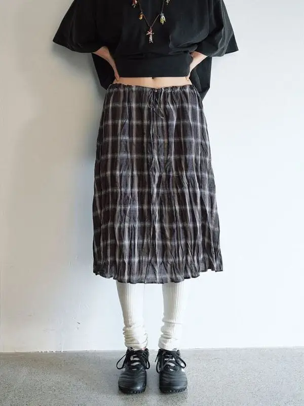 Hello September Pleated Linen Dstring Elastic Waist Plaid Skirt V927 Irregular Batwing ape Mid-aged Women's Skirt
Hello September Pleated Linen Dstring Elastic Waist Plaid Skirt V927 Irregular Batwing ape Mid-aged Women's Skirt