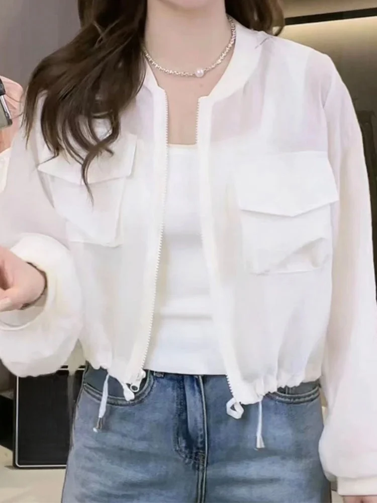 Summer 2026 Women's White Loose Fit Short Sun Protection Coat Waist-Cinching Open Cardigan Air Conditioning Top High Waist Type
Summer 2026 Women's White Loose Fit Short Sun Protection Coat Waist-Cinching Open Cardigan Air Conditioning Top High Waist Type