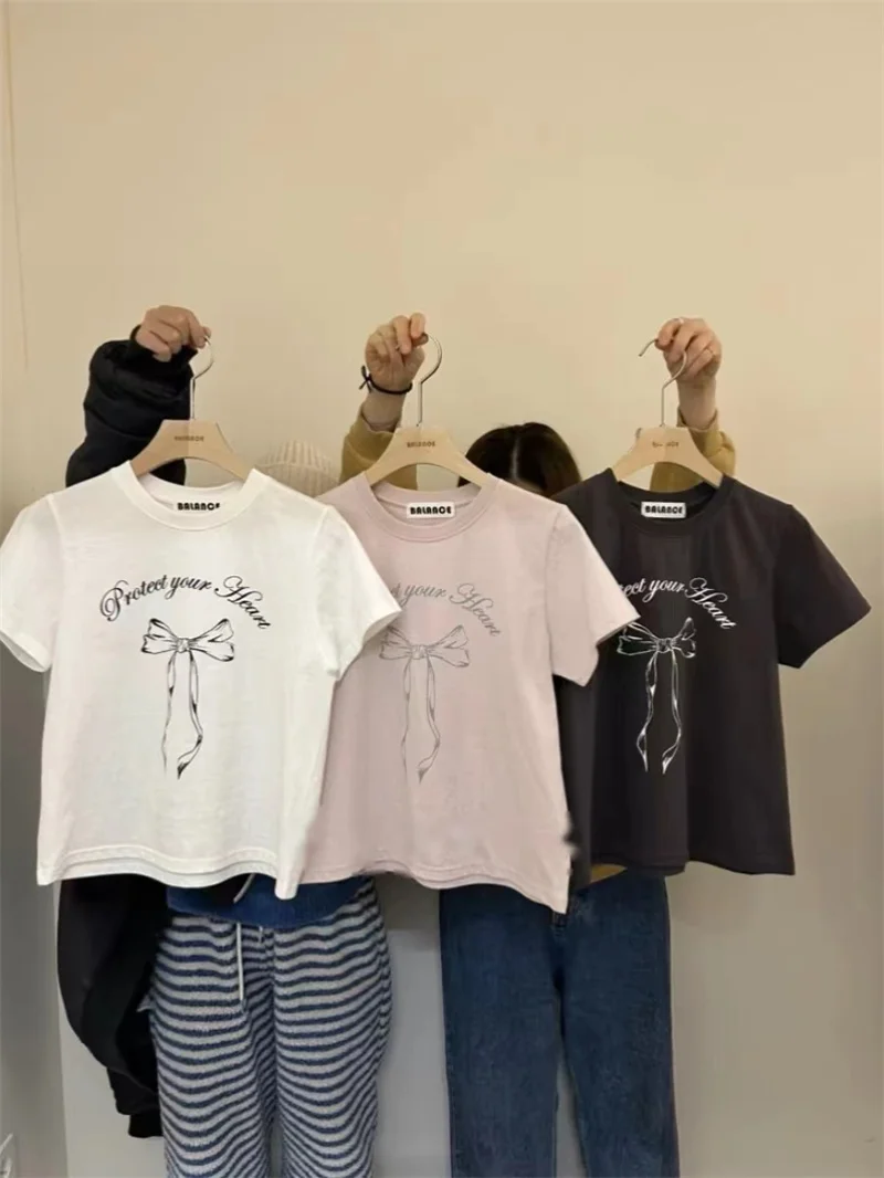 Spring Summer New Style Youthful round Neck T-Shirt Women's Short Top Knot Cotton Blend Korean Commute Style
Spring Summer New Style Youthful round Neck T-Shirt Women's Short Top Knot Cotton Blend Korean Commute Style