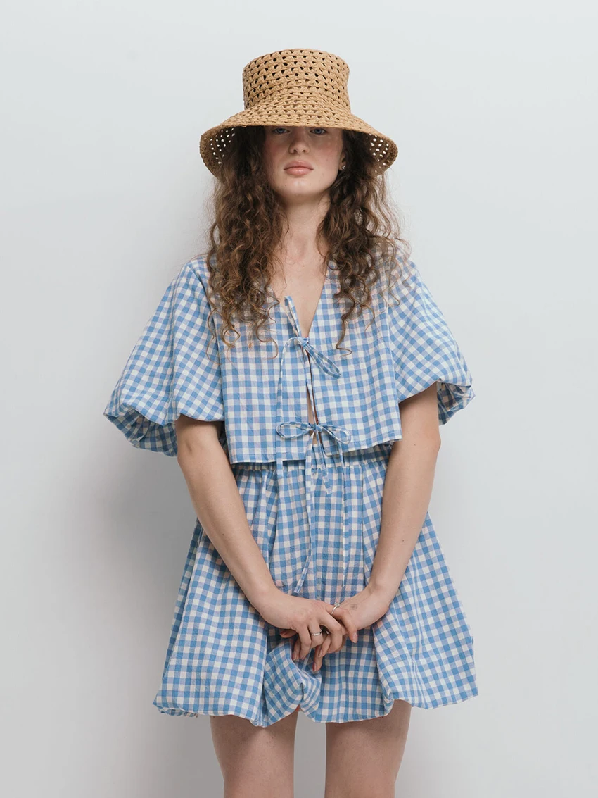 Marthaqiqi Plaid Ladies Sleepwear Set V-Neck Pajamas Short Sleeve Nightie Lace Up Nightwear Shorts Casual Female Nightgowns Suit
Marthaqiqi Plaid Ladies Sleepwear Set V-Neck Pajamas Short Sleeve Nightie Lace Up Nightwear Shorts Casual Female Nightgowns Suit