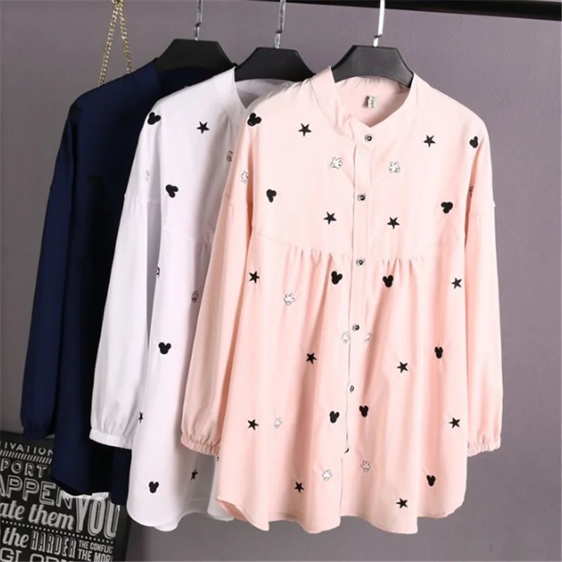 2022 Plus-Size Women's Shirt Spring Midlength Embroidered Dottom Women's Long-Sleeve Shirt
2022 Plus-Size Women's Shirt Spring Midlength Embroidered Dottom Women's Long-Sleeve Shirt
