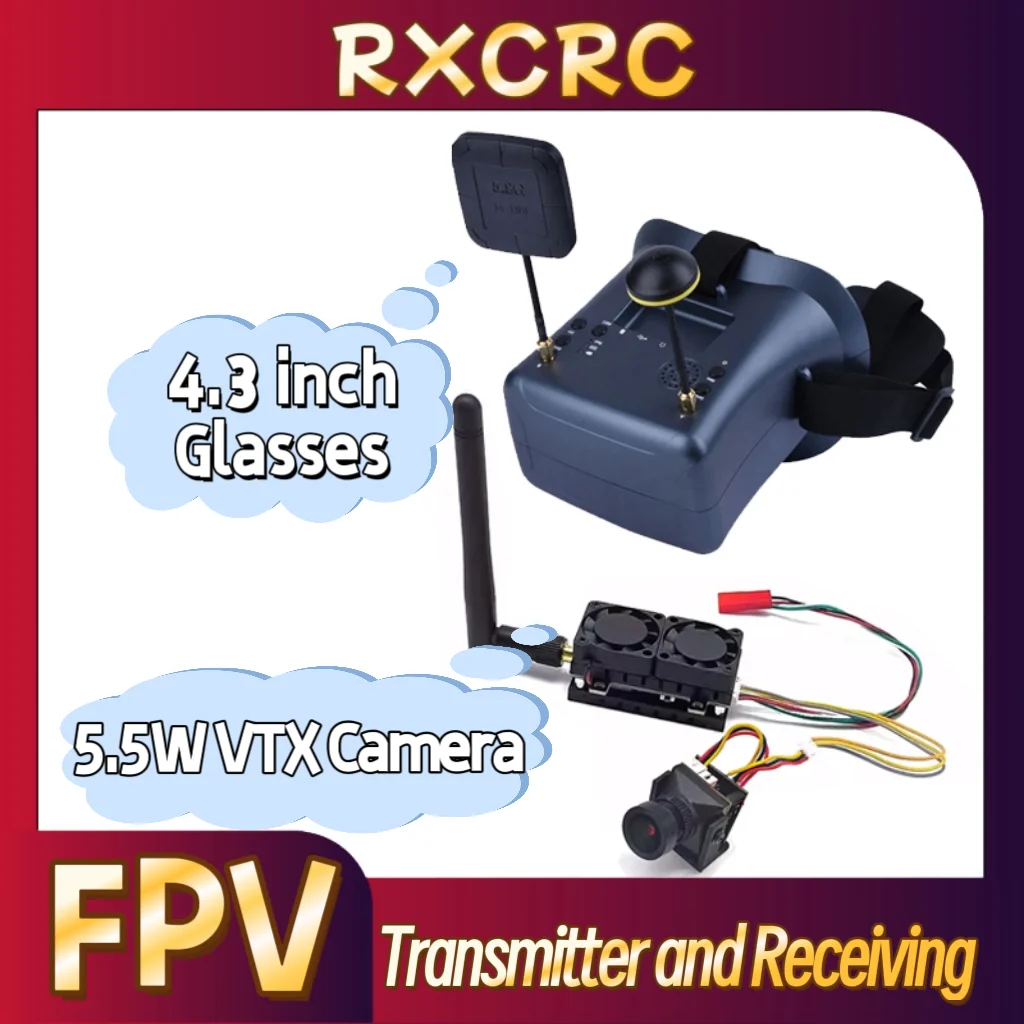 RXCRC 5.8G 5.5W Power VTX Transmitter 1800TVL Night Vision camera FPV 4.3inch Receiving Glasses With DVR For RC FPV Racing Drone
RXCRC 5.8G 5.5W Power VTX Transmitter 1800TVL Night Vision camera FPV 4.3inch Receiving Glasses With DVR For RC FPV Racing Drone